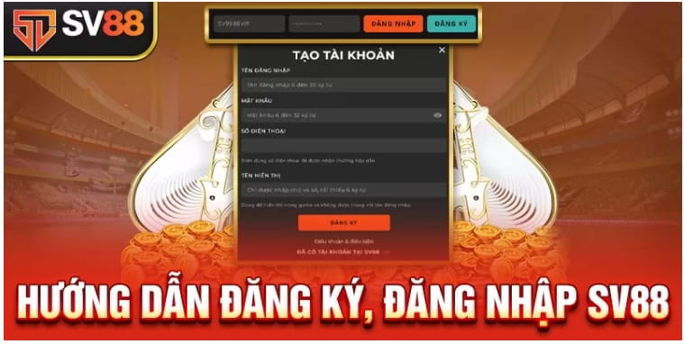 Người chơi nhập thông tin đăng ký tại giao diện nhà cái SV88.