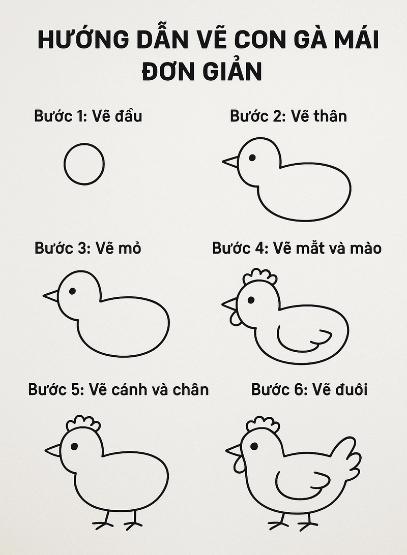 Cách vẽ con gà mái