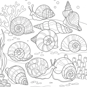 Hình con ốc biển tô màu