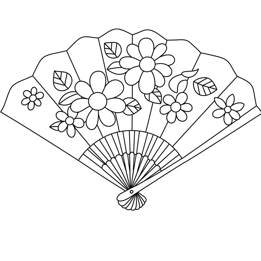 tranh tô màu cái quạt cho trẻ em 