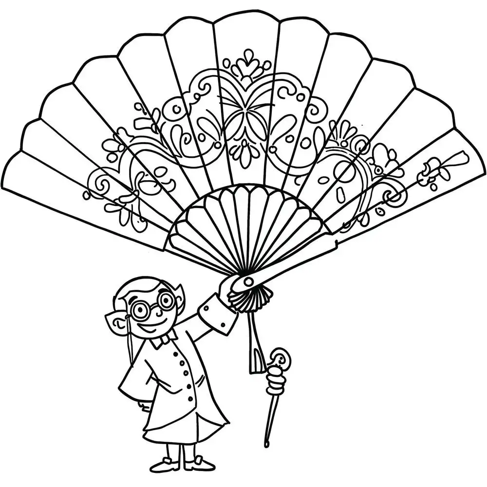 mẫu vẽ tô màu quạt nan truyền thống 