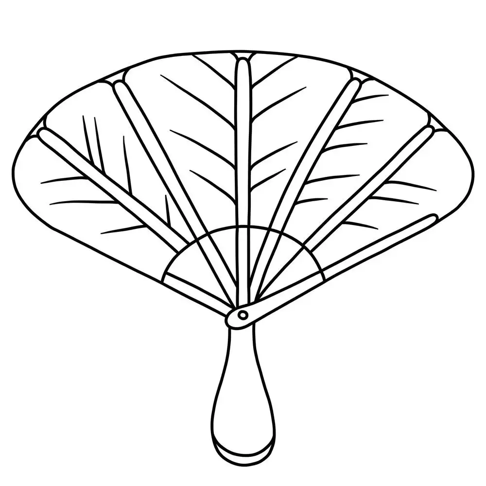 mẫu tô màu quạt giấy hình rau