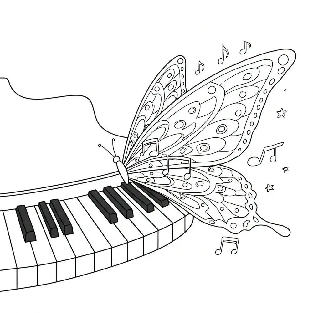 tranh tô màu đàn piano vector