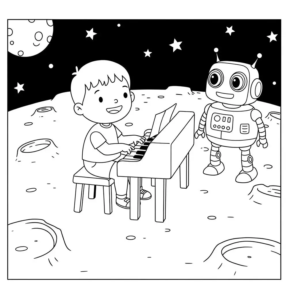 tranh tô màu đàn piano nghệ thuật
