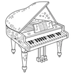 tô màu cây đàn piano cho bé mẫu giáo