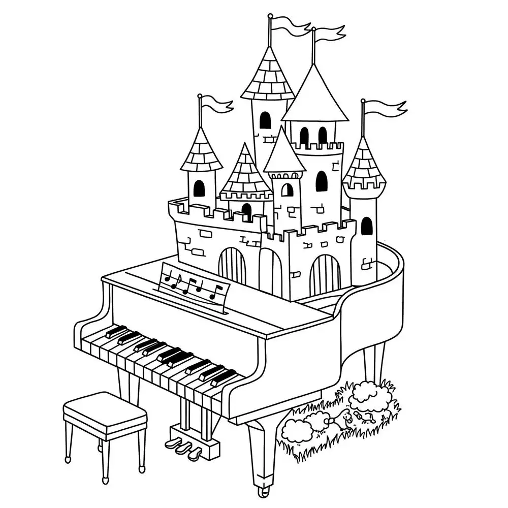 tô màu cây đàn piano vui nhộn