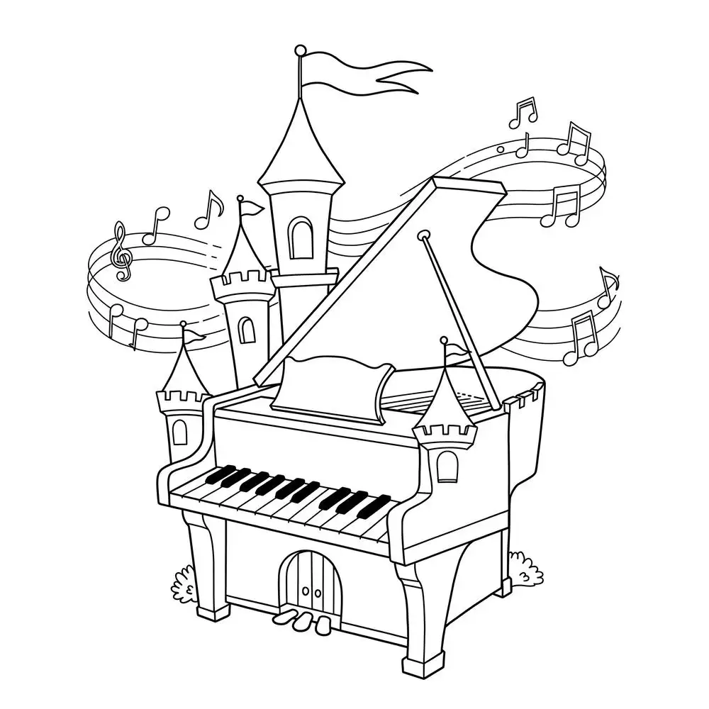 tô màu đàn piano mẫu giáo