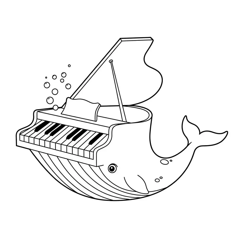 tô màu cây đàn piano giúp bé thư giãn 