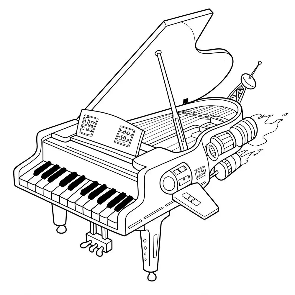 tô màu cây đàn piano cho bé