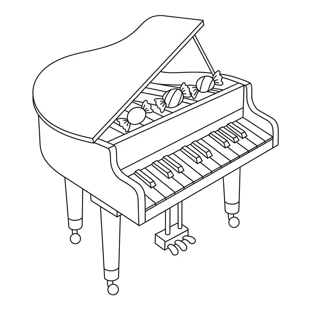 tô màu cây đàn piano sinh động