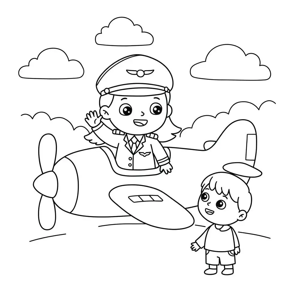 tranh tô màu phi công đẹp 