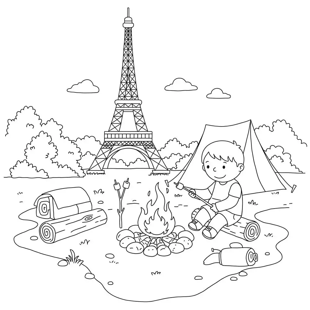 tô màu tháp eiffel cho bé 