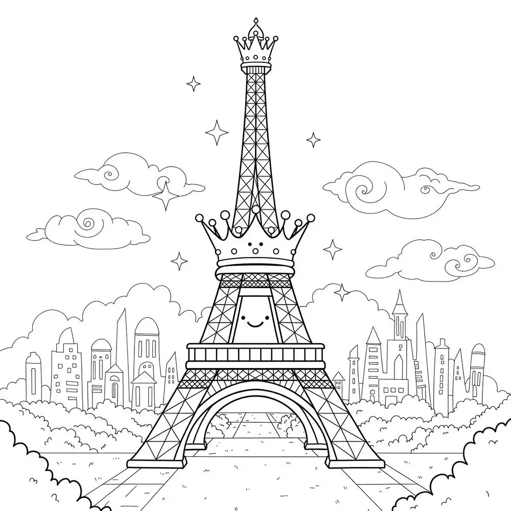 tranh tô màu tháp eiffel chất lượng 