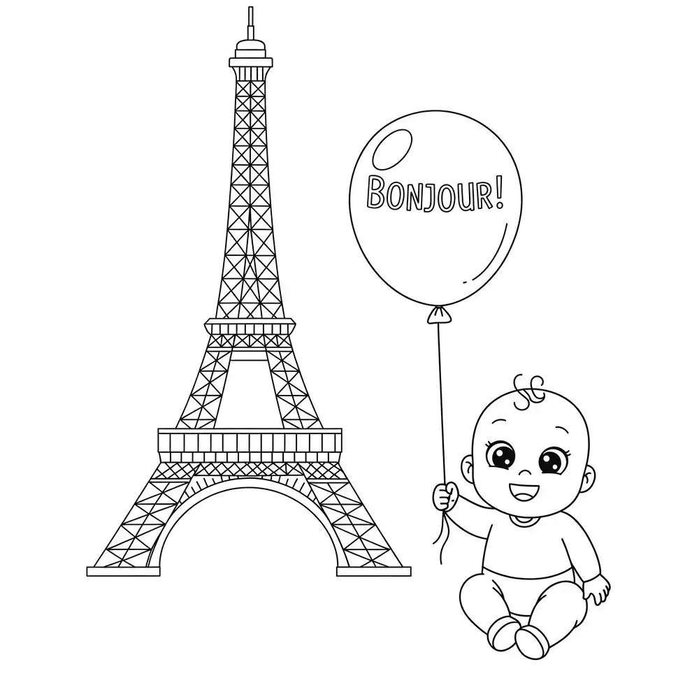 tô màu tháp eiffel chi tiết 