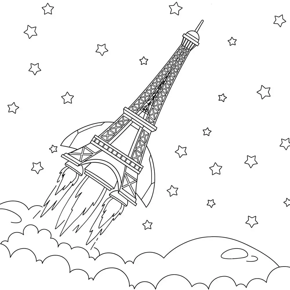 tô màu tháp eiffel kiểu dễ tô 