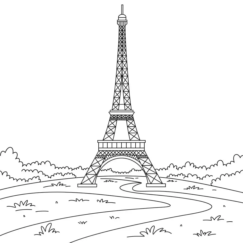 tranh tô màu tháp eiffel bản in sắc nét 