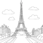 tranh tô màu tháp eiffel dễ tô