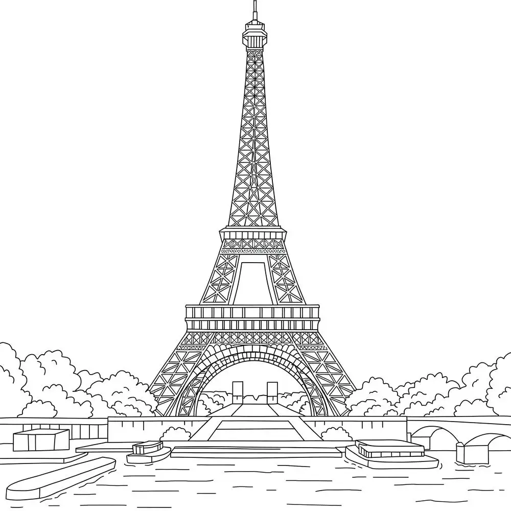 tô màu tháp eiffel sáng tạo 
