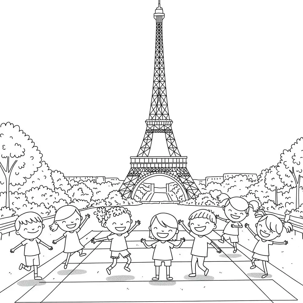 tô màu tháp eiffel phong cảnh 