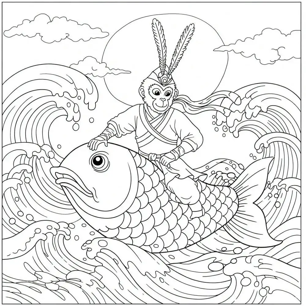 tô màu Tôn Ngộ Không phong cách chibi 