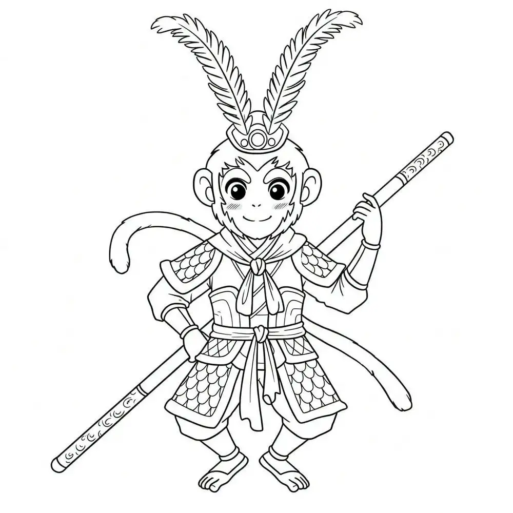 tô màu Tôn Ngộ Không bản in 