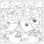 tranh tô màu cắm trại thư giãn cuối tuần