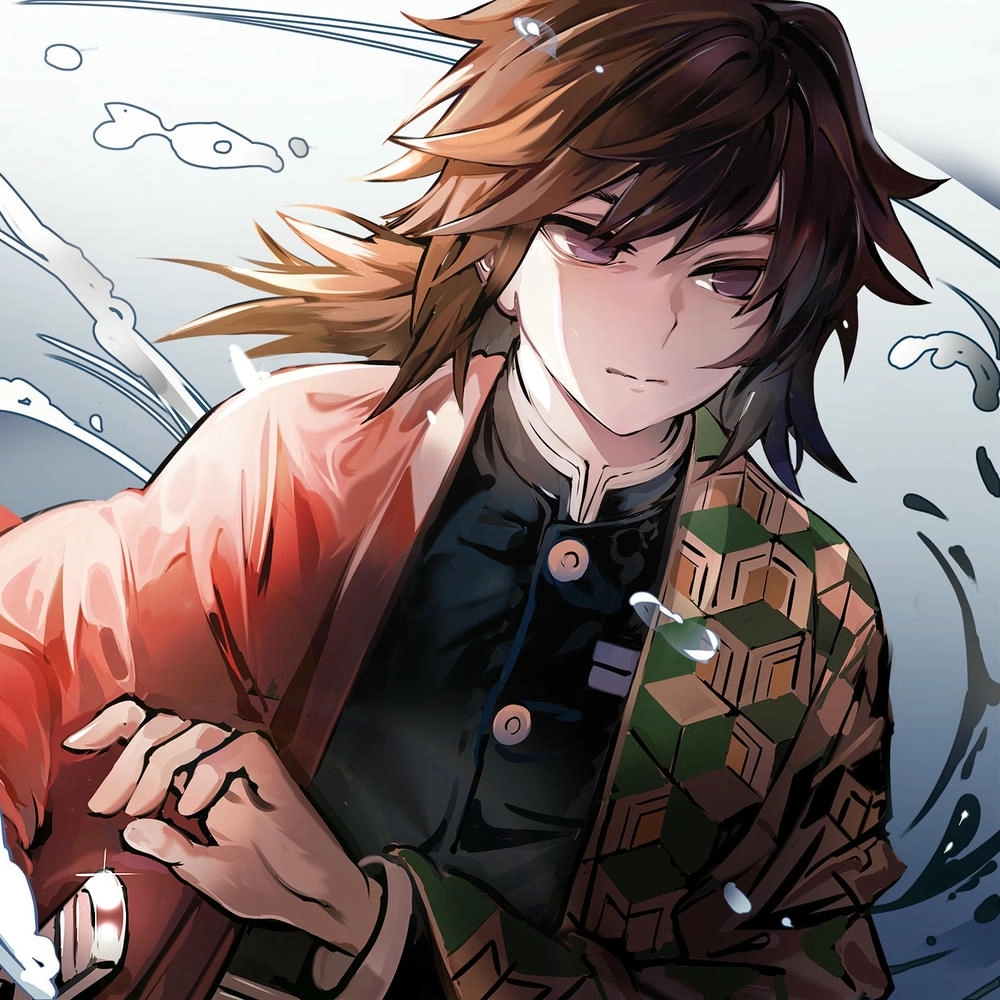 hình ảnh tomioka giyuu cười nhẹ nhàng phiên bản anime 