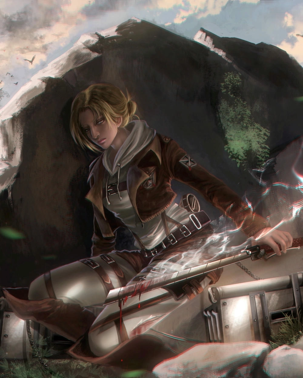 Annie Leonhart chiến đấu với Eren Yeager 