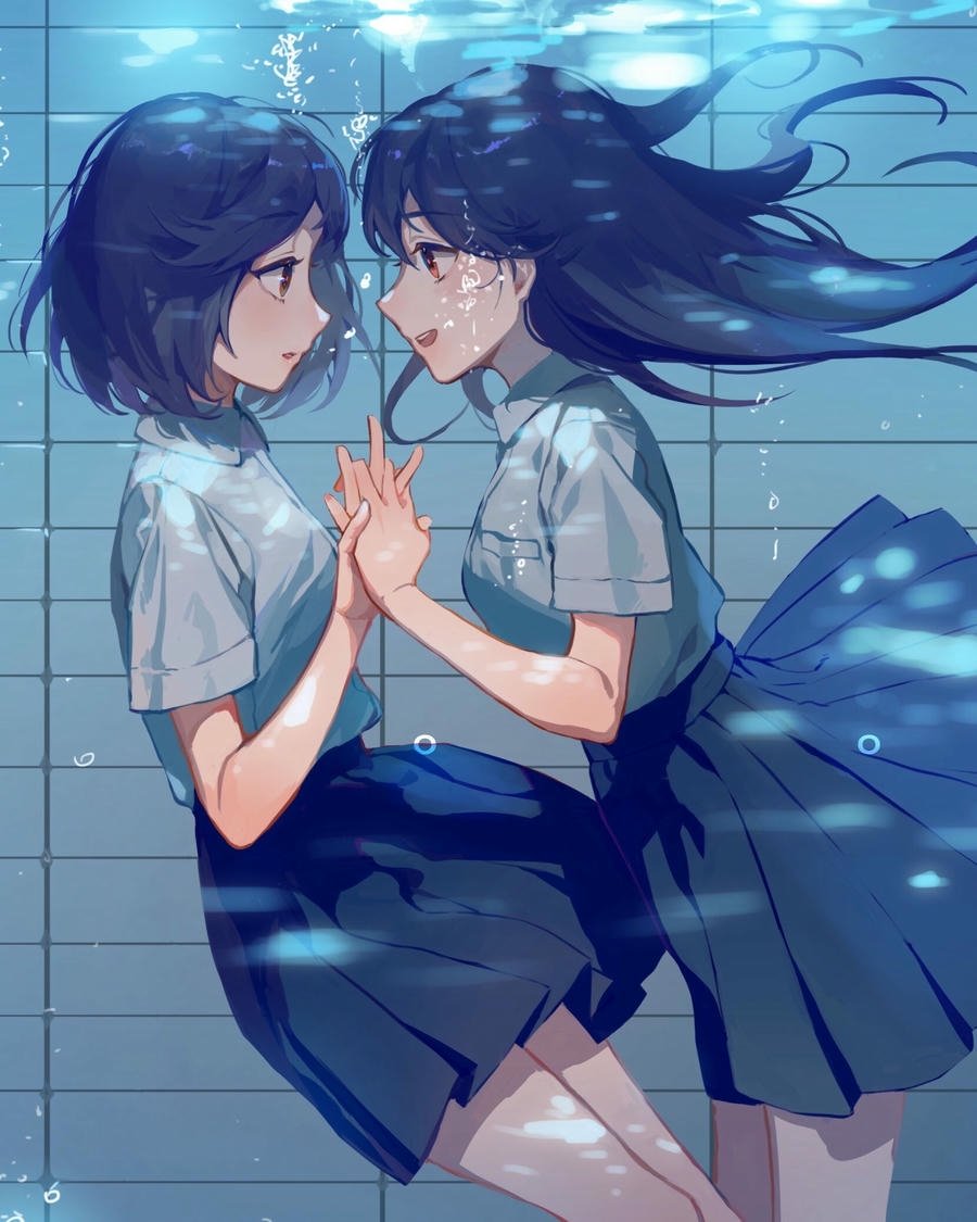 ảnh anime bách hợp chill mộng mơ