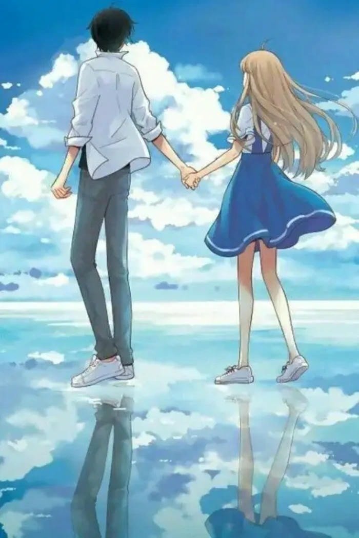 ảnh anime nắm tay dưới mưa