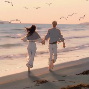 anime holding hands cute