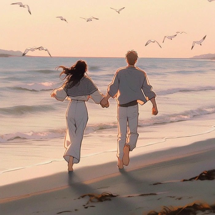 anime holding hands cute