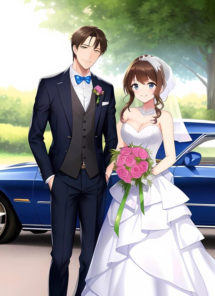 anime wedding couple