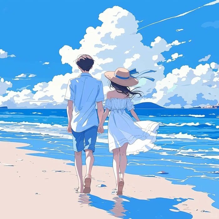 hình anime nắm tay hoàng hôn