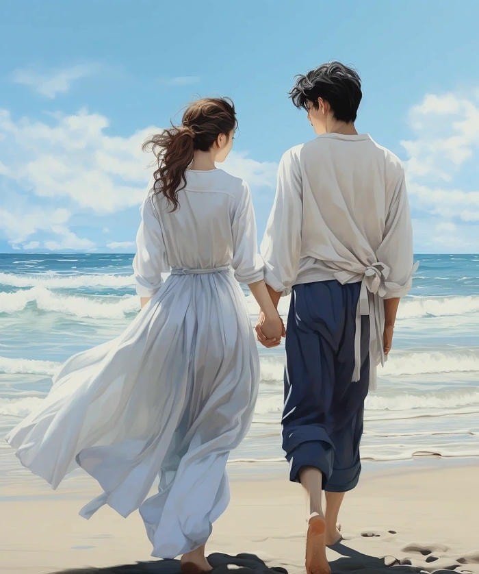 hình anime nắm tay tình yêu