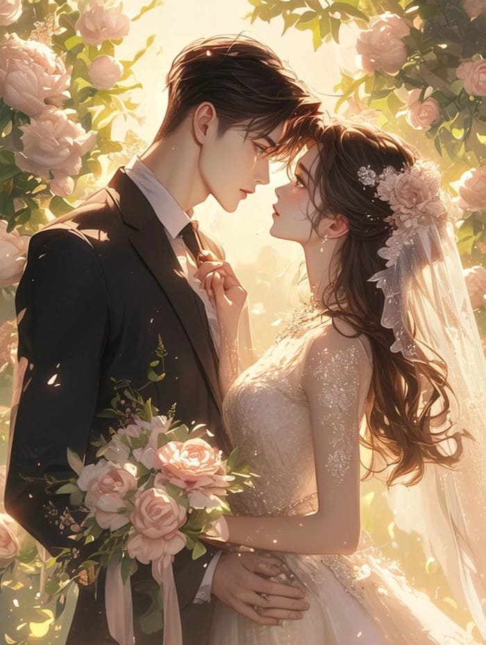 Ảnh cô dâu chú rể anime dễ thương