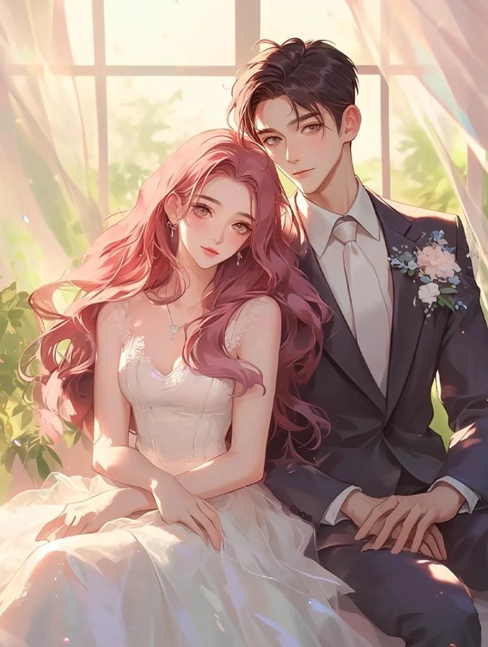 Ảnh đẹp anime cô dâu chú rể lãng mạn