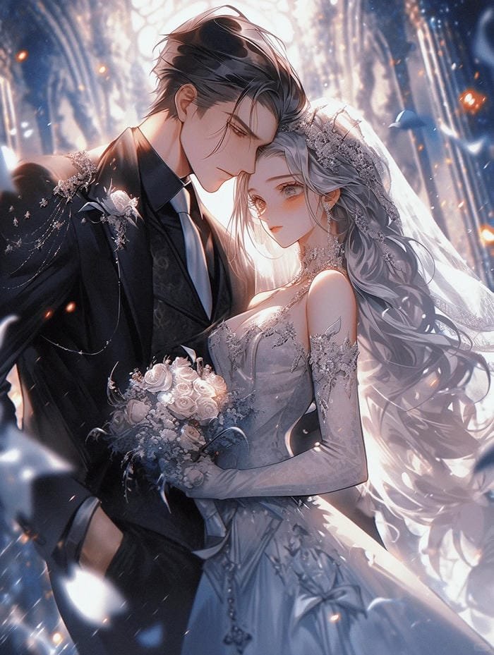 Cặp đôi anime ảnh cô dâu chú rể tình yêu