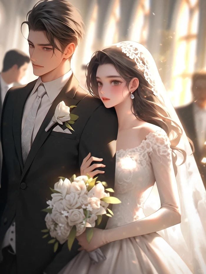 Cặp đôi dễ thương anime hình cô dâu chú rể