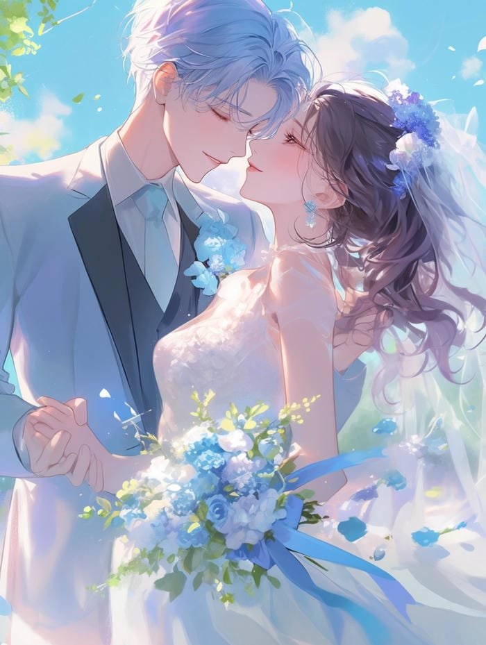 Cặp đôi hạnh phúc hình cô dâu chú rể anime