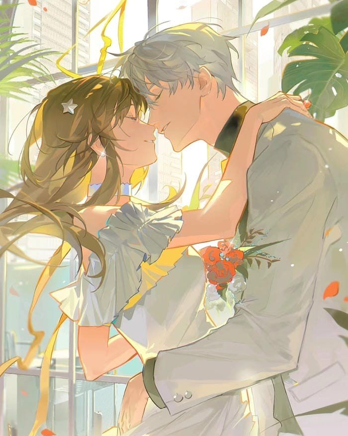 Hình ảnh cô dâu chú rể anime phong cách đẹp
