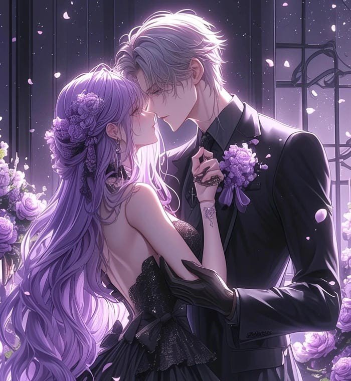 Hình anime lãng mạn cô dâu chú rể dễ thương