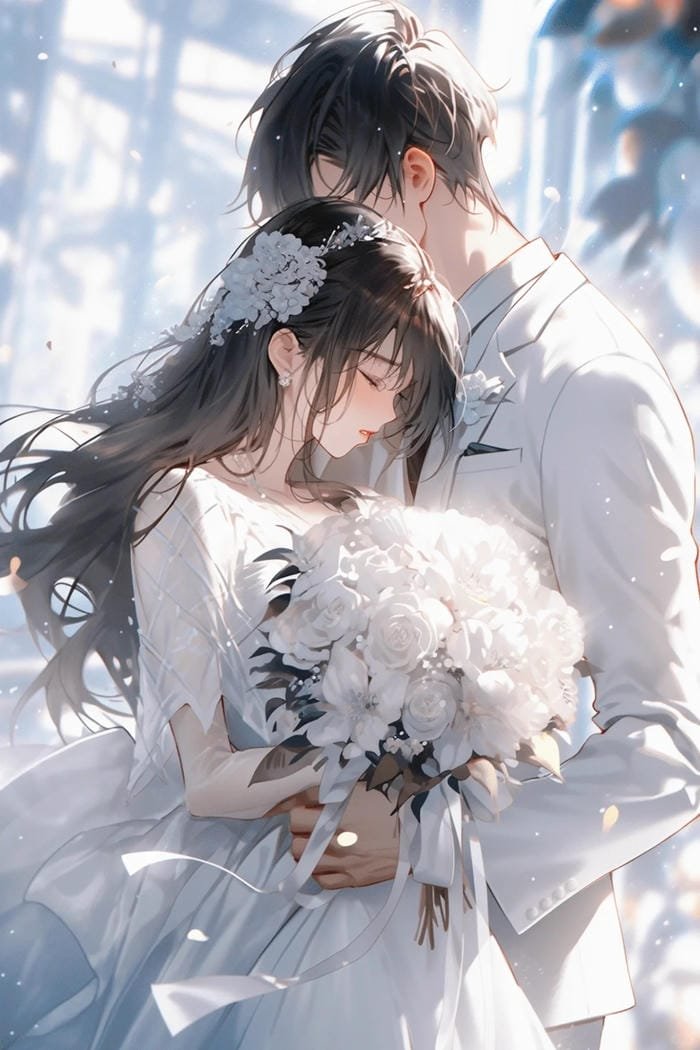 Hình cô dâu chú rể anime tình yêu đẹp