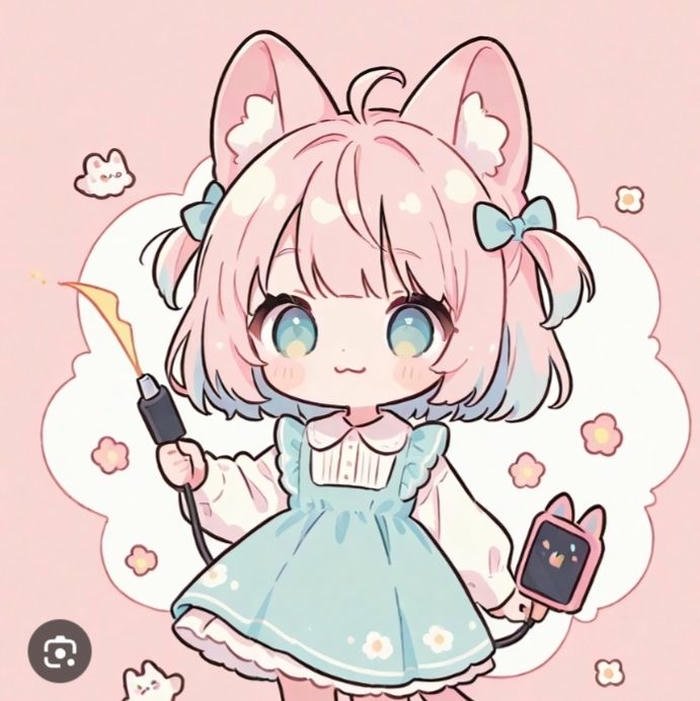 hình chibi nữ cute hồng pastel