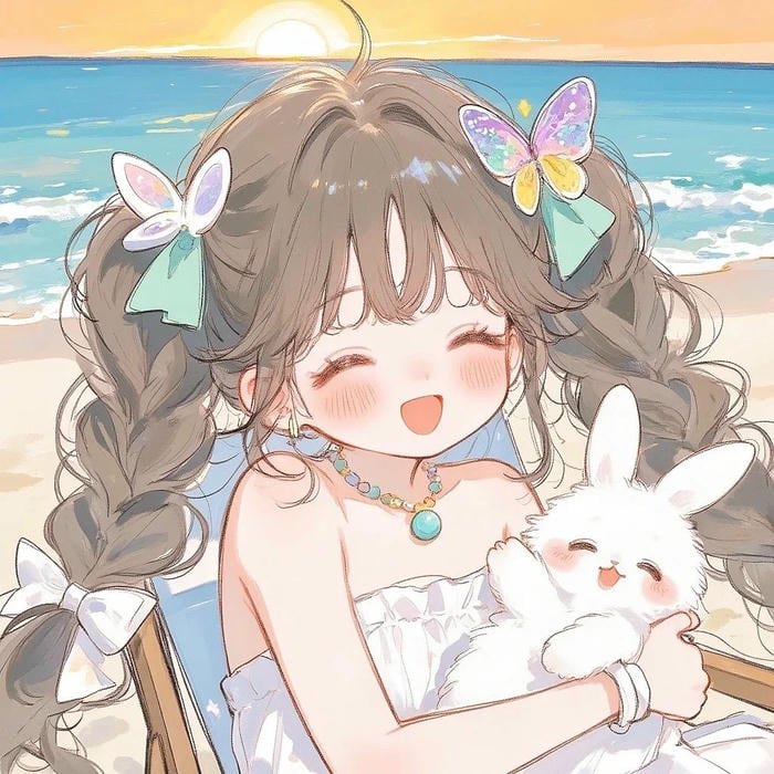 hình chibi nữ dễ thương pastel