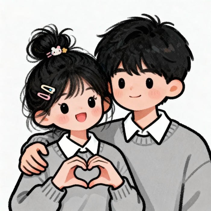 chibi couple digital art
