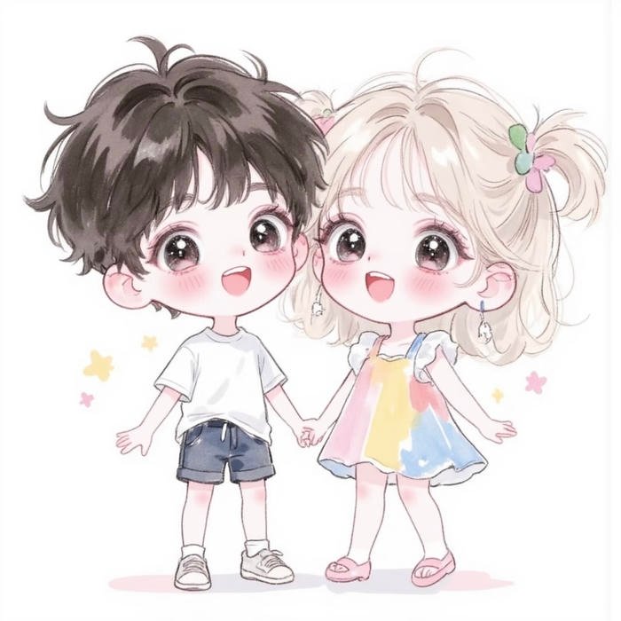 chibi couple full body