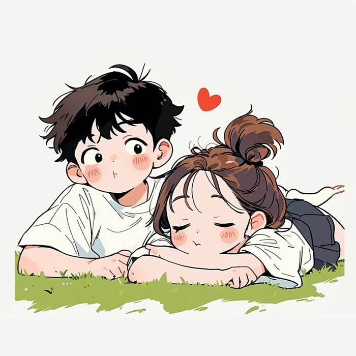 chibi couple soft aesthetic