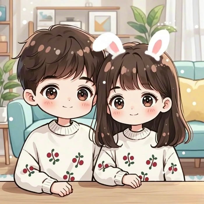 hình chibi couple sáng tạo