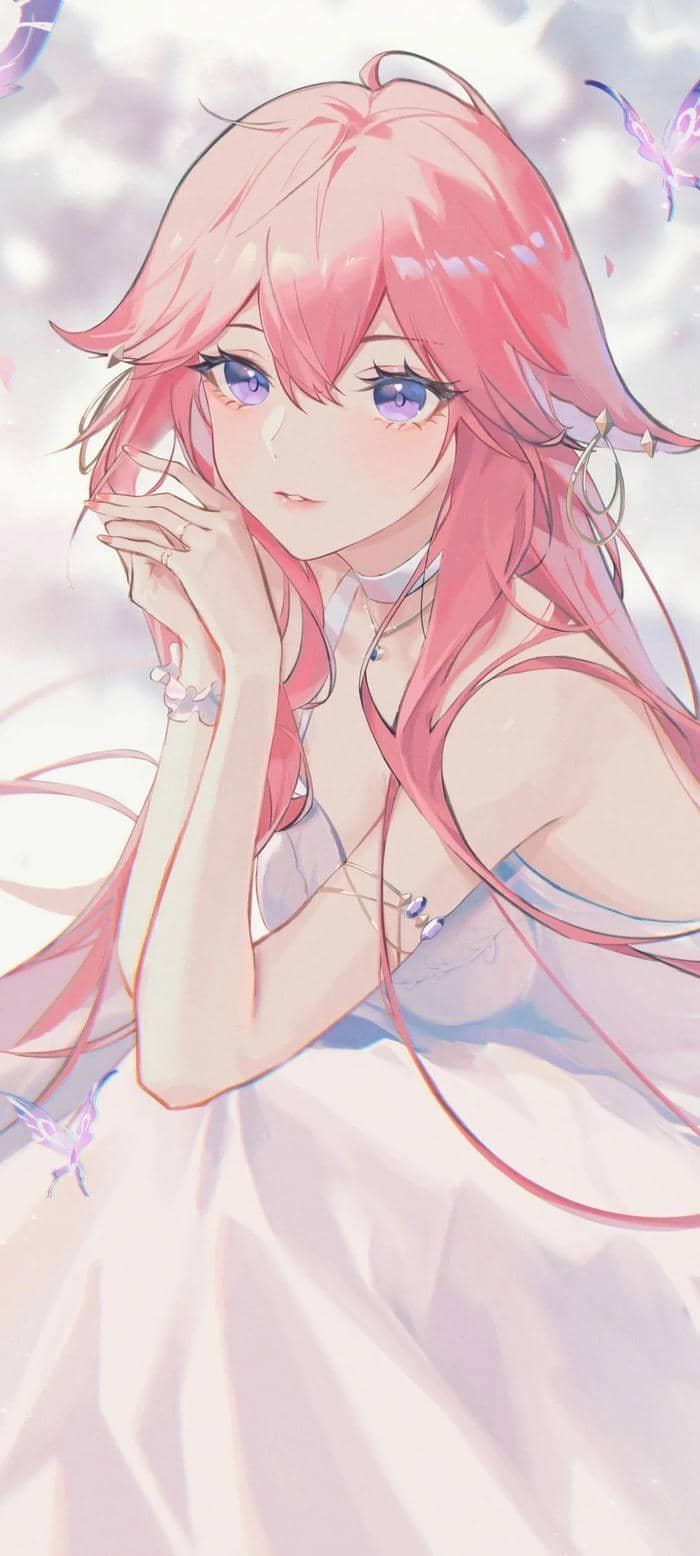 hình nền anime nữ tóc dài